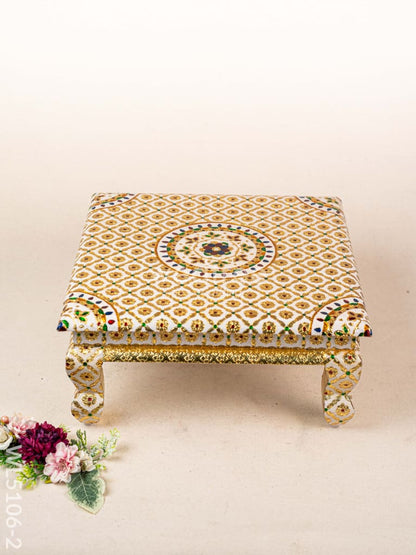 Decorative Meenakari Bajot - 16 x 16 inch - White - WL5106-2