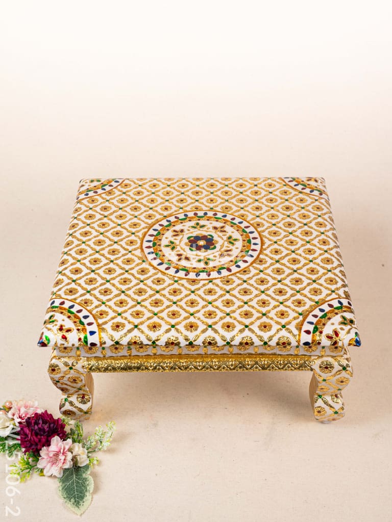 Decorative Meenakari Bajot - 16 x 16 inch - White - WL5106-2