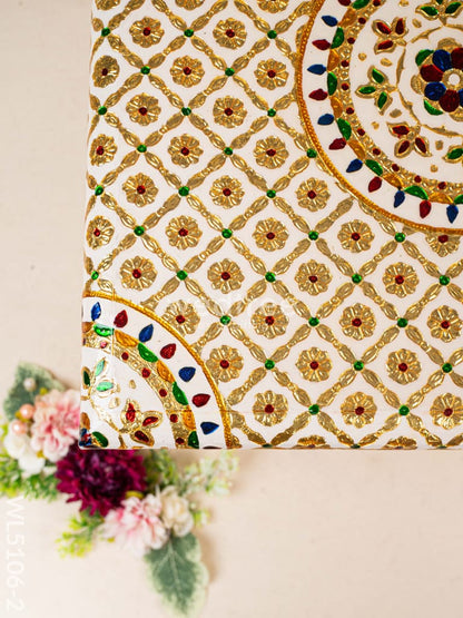 Decorative Meenakari Bajot - 16 x 16 inch - White - WL5106-2