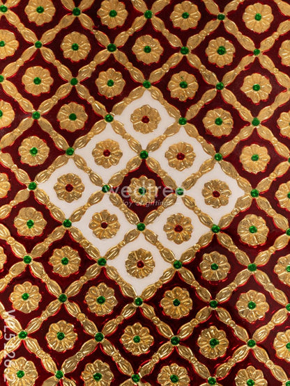 Decorative Meenakari Bajot - 18 x 18 inch - Red - WL5126-2