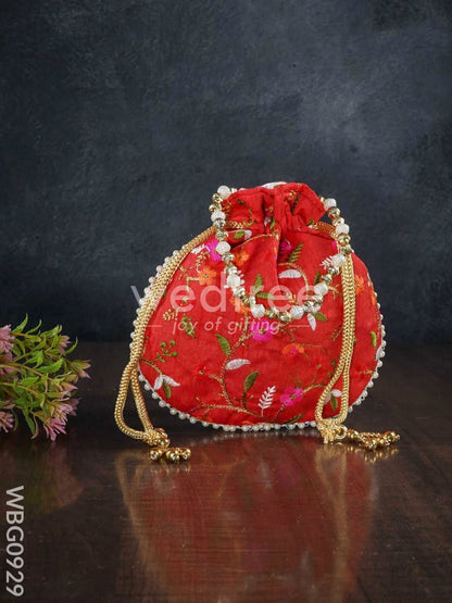 Designer Potli Bag with Floral Embroidery - WBG0929