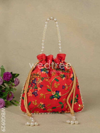 Designer Potli Bag with Floral Embroidery - WBG0929