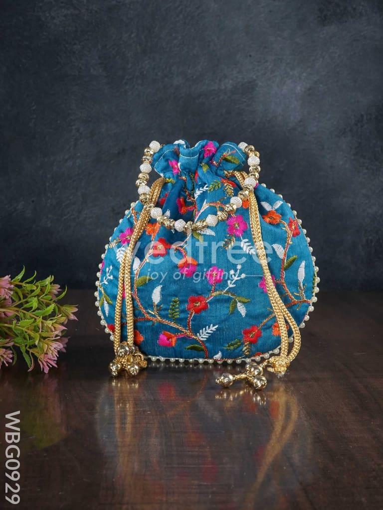Designer Potli Bag with Floral Embroidery - WBG0929