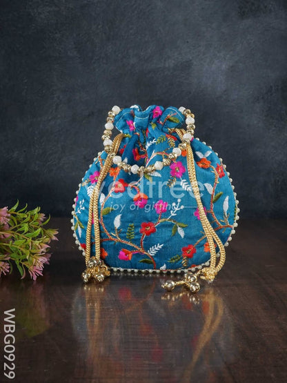 Designer Potli Bag with Floral Embroidery - WBG0929