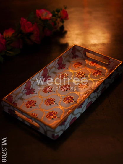 Digital Printed Lotus Tray - 13 x 7 - WL3708