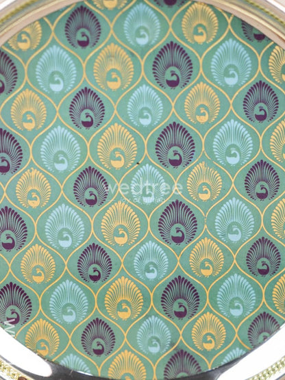 Digital Printed Meenakari Round Plate - Peacock Design - 10 inch - WL5111