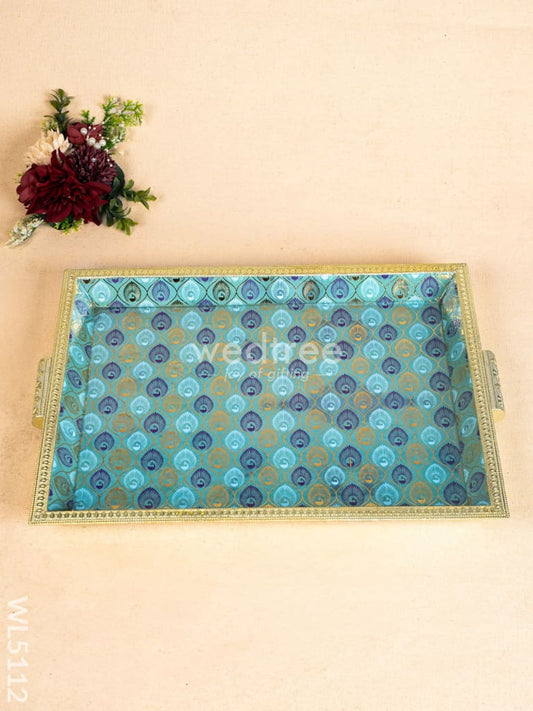 Digital Printed Meenakari Tray - Peacock Design - 17x12 inch - WL5112