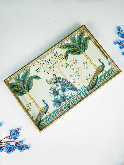 Digital Printed Peacock Tray - Set of 3 - WL4544