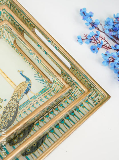 Digital Printed Peacock Tray - Set of 3 - WL4544