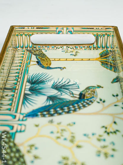 Digital Printed Peacock Tray - Set of 3 - WL4544