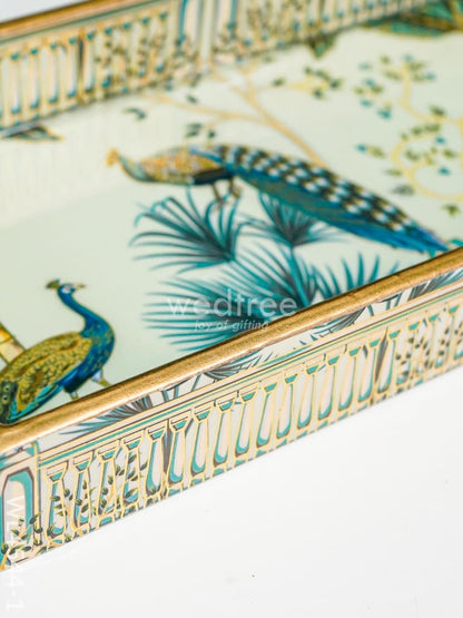 Digital Printed Peacock Tray - Set of 3 - WL4544
