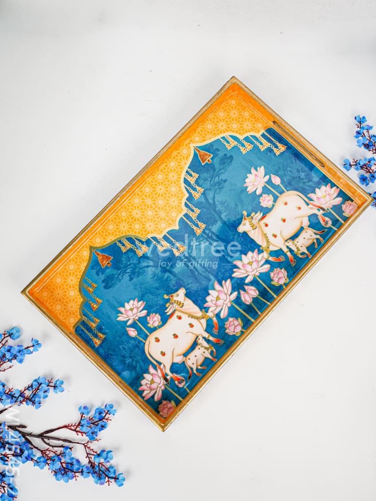 Digital Printed Pichwai Tray - Set of 3 - WL4545