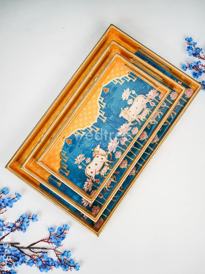 Digital Printed Pichwai Tray - Set of 3 - WL4545
