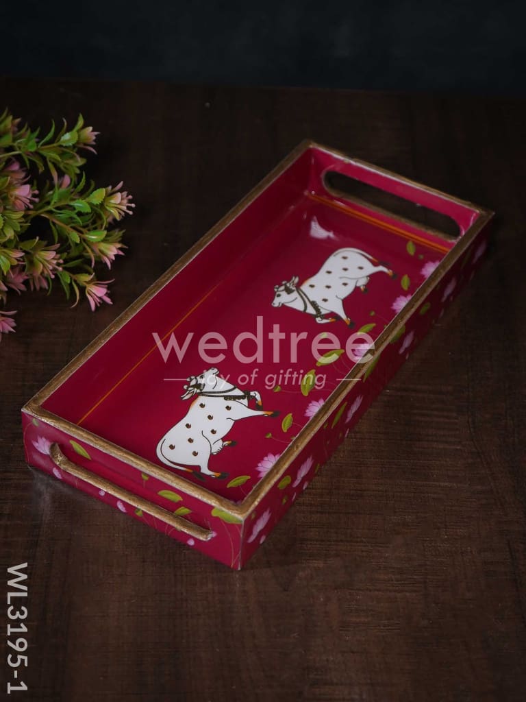 Digital Printed Pichwai Trays (Pink) - WL3195