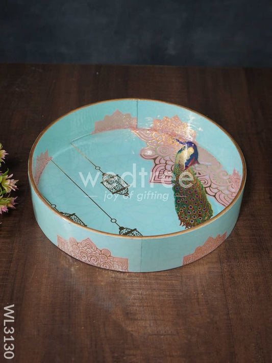 Digital Printed Round Peacock Tray - WL3130