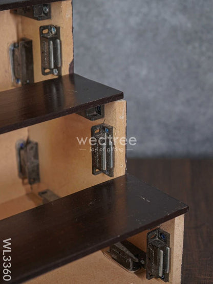 Dismantible 3 Step Golu Stand with Silk Fabric Cover - WL3360