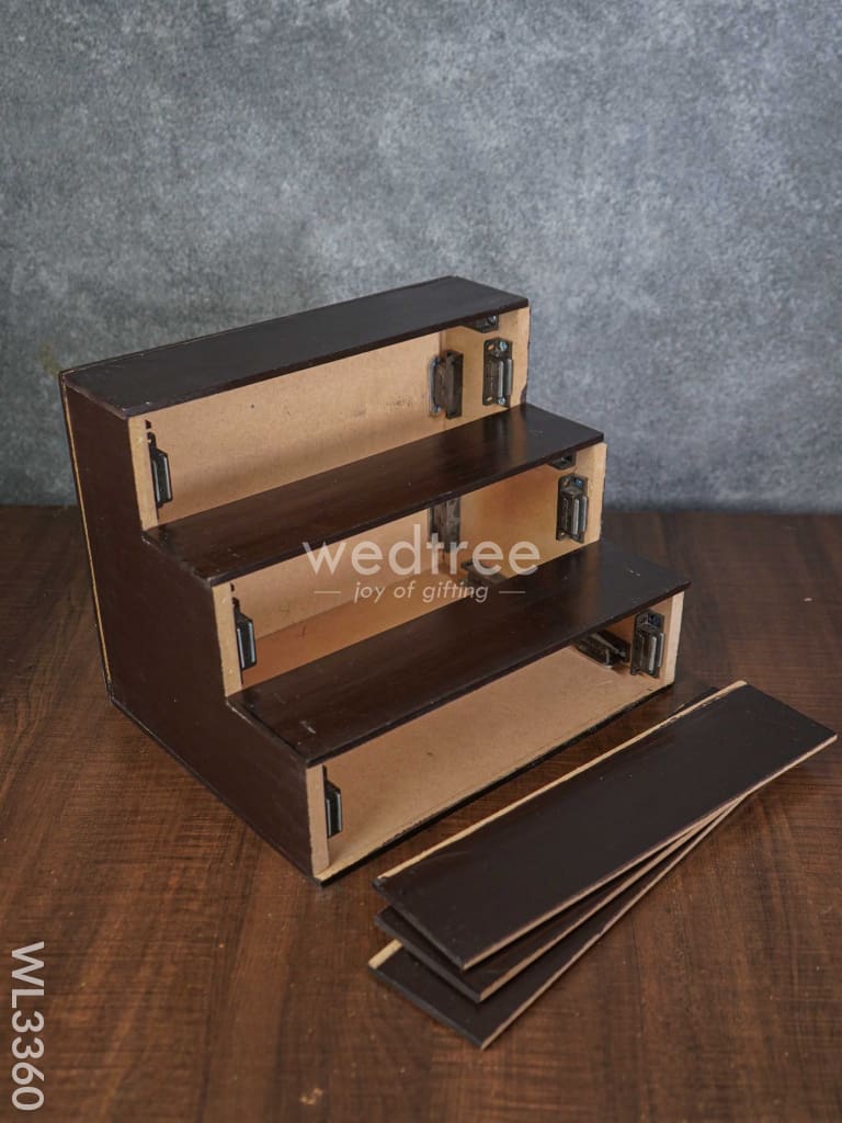 Dismantible 3 Step Golu Stand with Silk Fabric Cover - WL3360