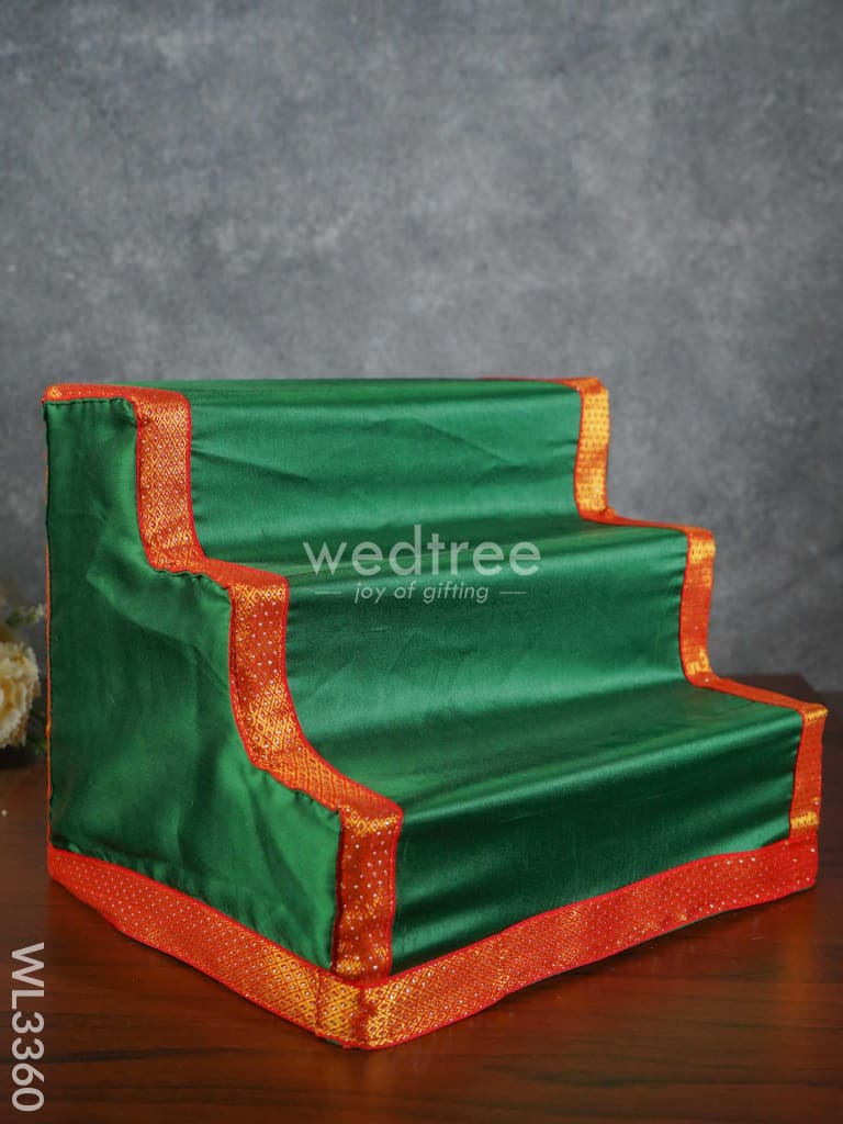 Dismantible 3 Step Golu Stand with Silk Fabric Cover - WL3360
