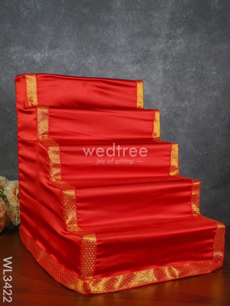 Dismantible 5 Step Golu Stand with Silk Fabric Cover - WL3422