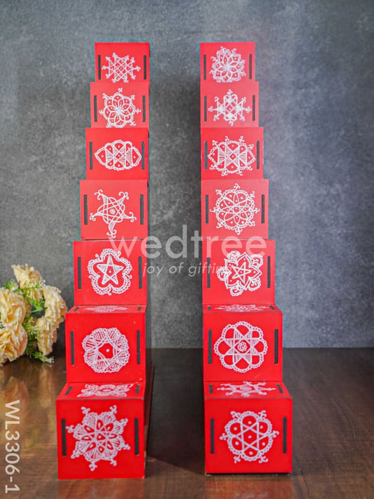 Dismantible 7 Step Diya Padi - Set of 2 - WL3306-1