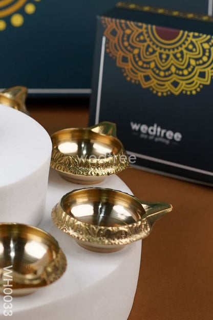 Diya Pack 10 - Brass Kubera Diya - Set of 10 - WH0033