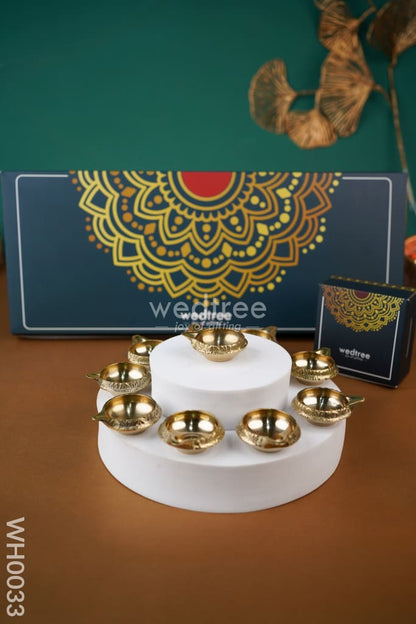 Diya Pack 10 - Brass Kubera Diya - Set of 10 - WH0033