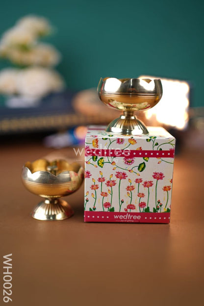Diya Pack 3 - Brass Flower Diya - Set of 2 - WH0026