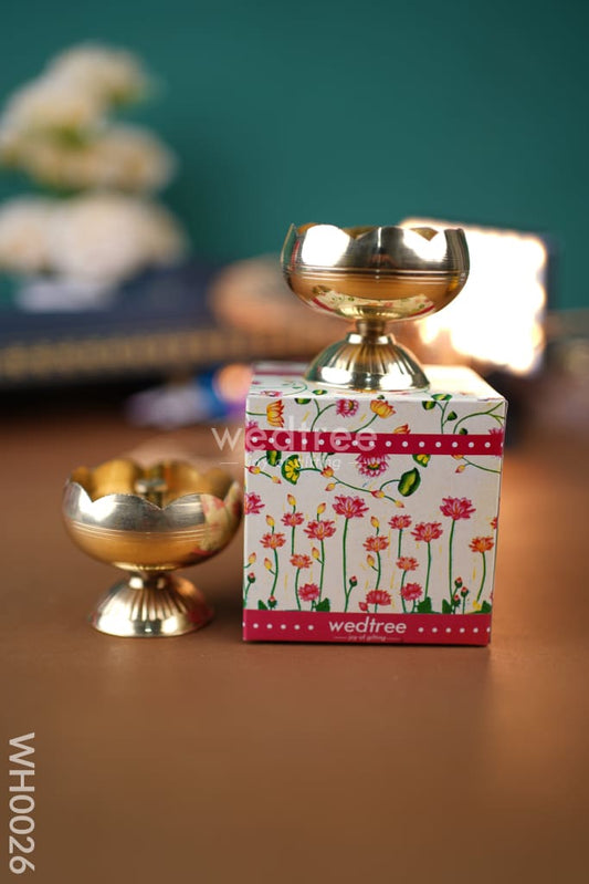 Diya Pack 3 - Brass Flower Diya - Set of 2 - WH0026
