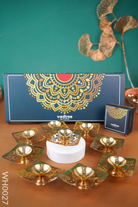 Diya Pack 4 - Brass Decorative Diya - Set of 10 - WH0027