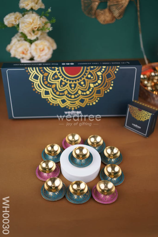 Diya Pack 7 - Brass Decorative Diya - Set of 10 - WH0030