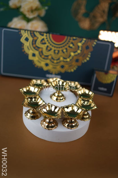 Diya Pack 9 - Brass 5-Face Diya - Set of 10 - WH0032
