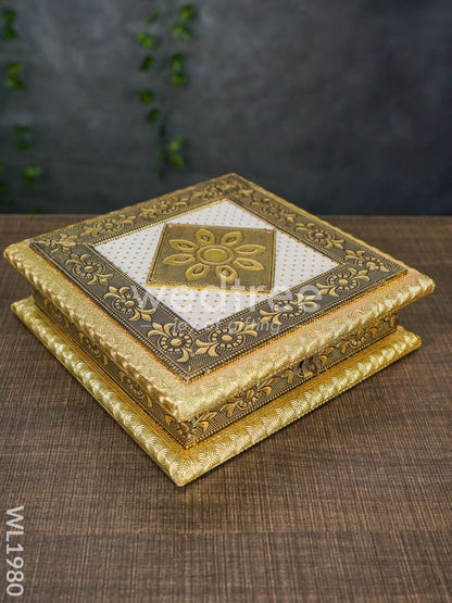 Dry Fruit Box - Oxidised Floral White 8x8 - WL1980