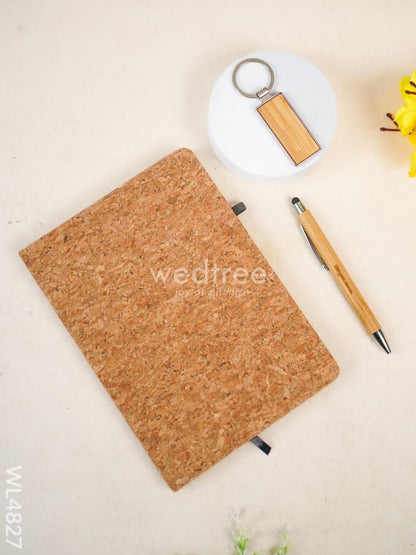 Eco Friendly Gift Set (Cork Diary, Pen, Bamboo Keychain) - WL4827