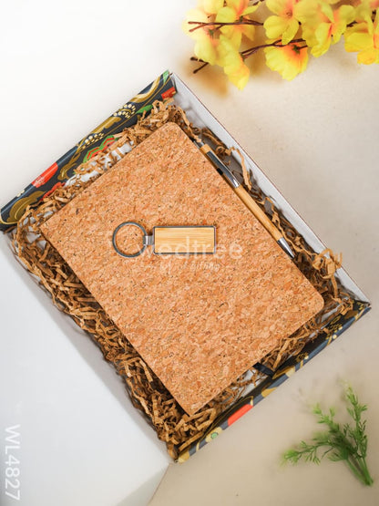 Eco Friendly Gift Set (Cork Diary, Pen, Bamboo Keychain) - WL4827