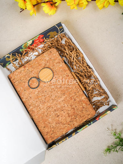 Eco Friendly Gift Set (Cork Diary, Pen, Bamboo Keychain) - WL4829