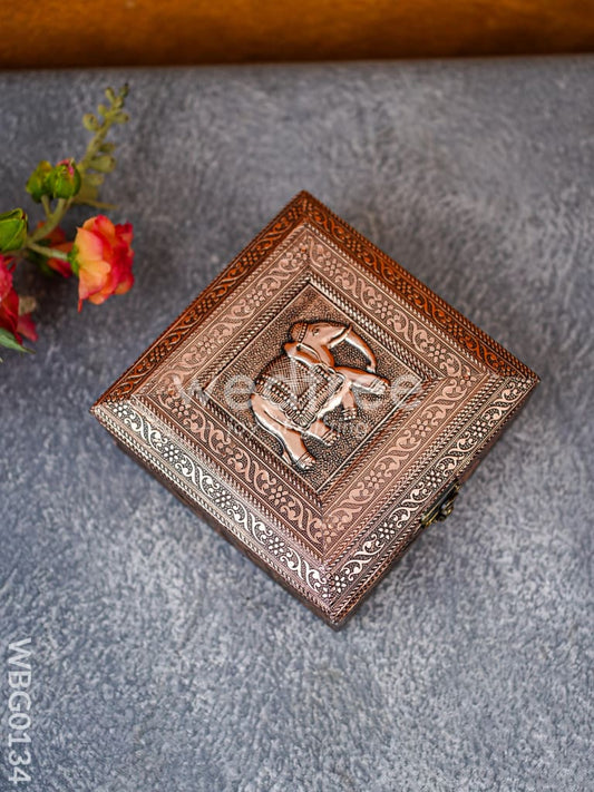 Elephant Embossed Dry Fruit Box - Square - 6X6Inches - WBG0134