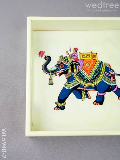 Elephant Print Square Tray - 8X8 inch - WL5940-2