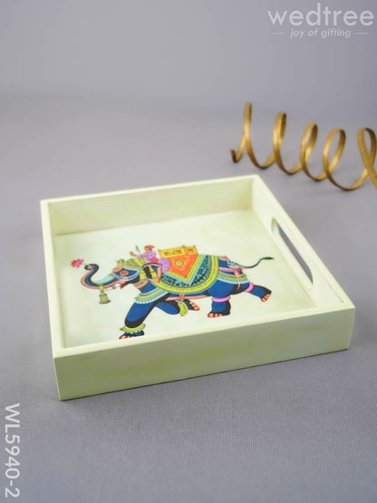 Elephant Print Square Tray - 8X8 inch - WL5940-2