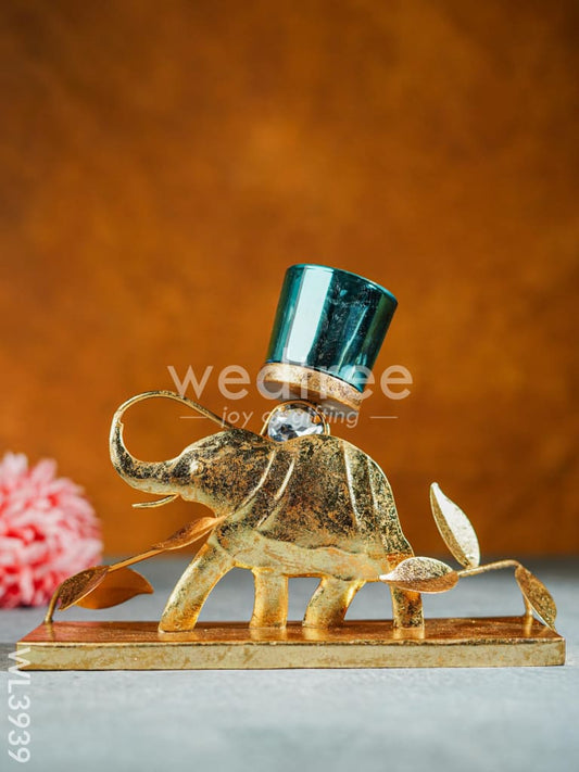 Elephant Stand with Glass Candle Holder - WL3939