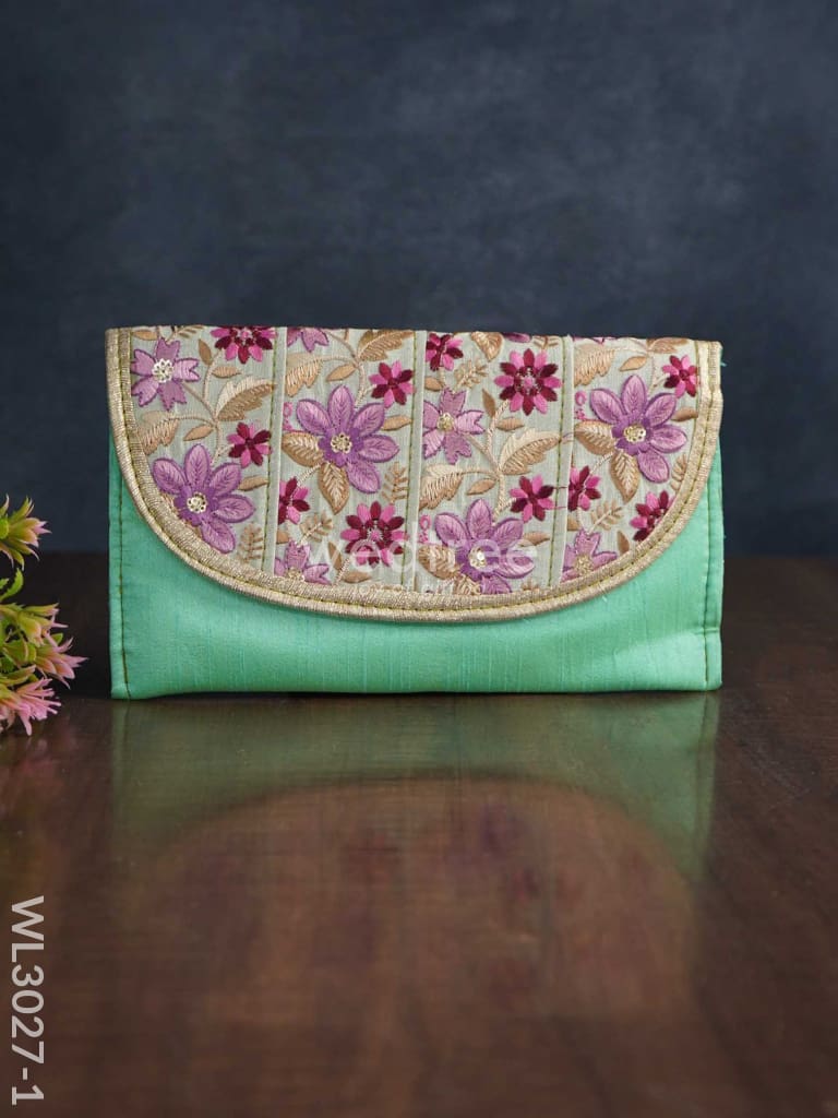 Envelope Style Sling Bag with Floral Embroidery - WL3027