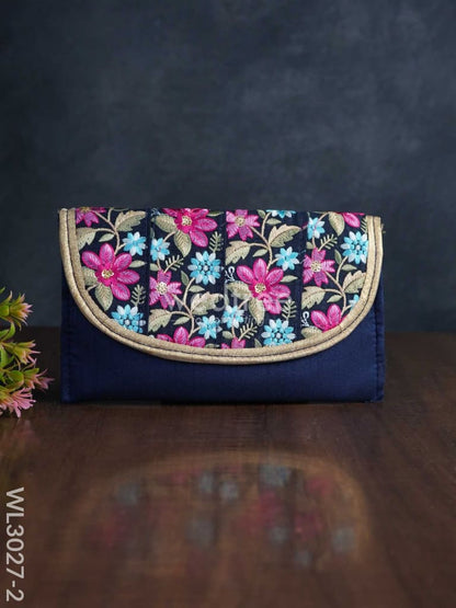 Envelope Style Sling Bag with Floral Embroidery - WL3027
