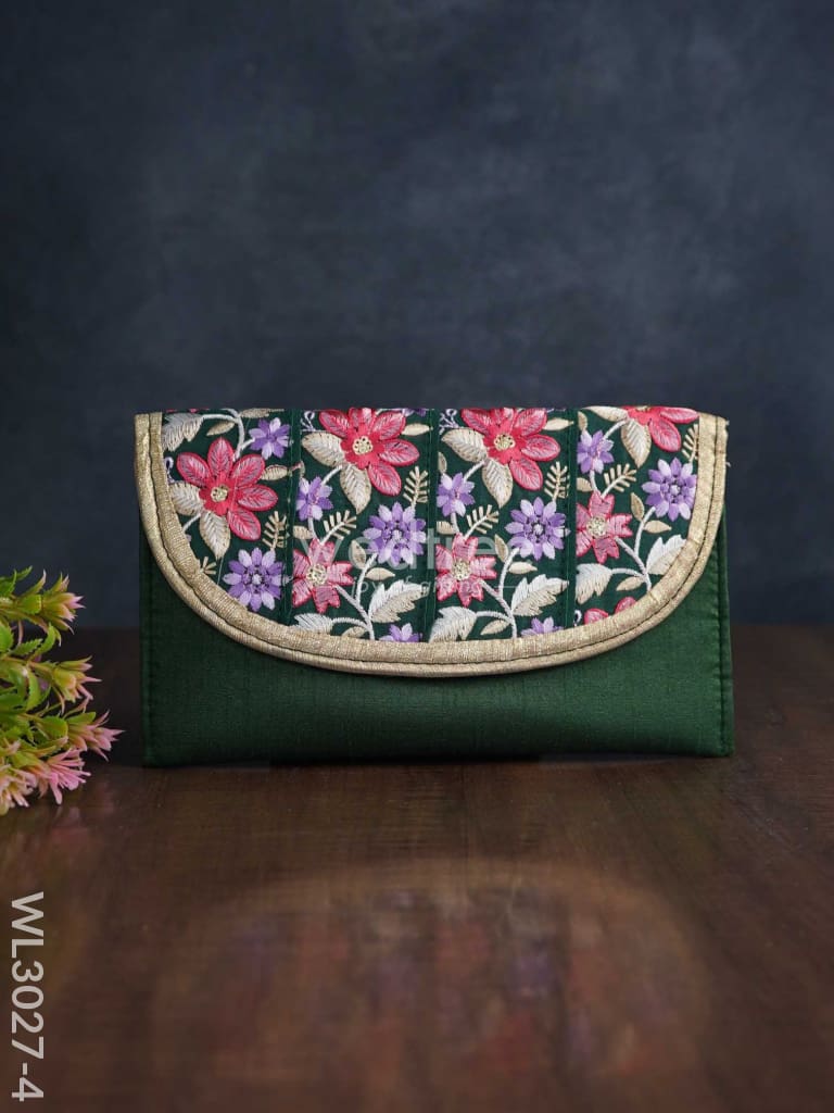 Envelope Style Sling Bag with Floral Embroidery - WL3027