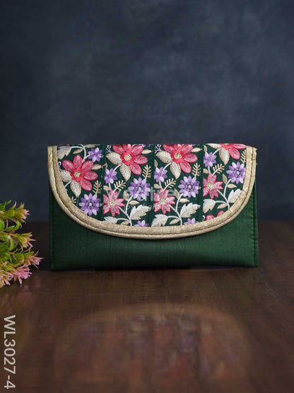 Envelope Style Sling Bag with Floral Embroidery - WL3027