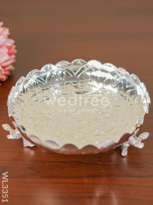 Fancy Pooja Tray with Elephant Stand - 8 inch - WL3351
