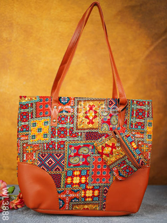 Faux Leather Hand Bag with Mini Coin Purse - WL3888