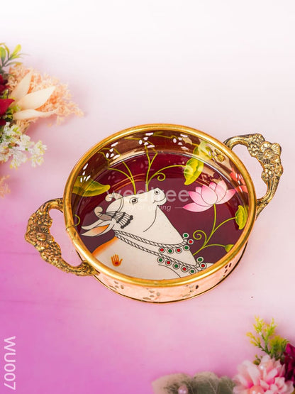 Festive Combo - Brass tray with Diya & Shank & Chakra - WU007