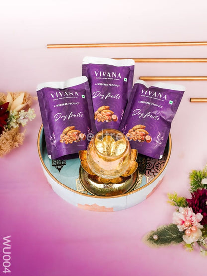 Festive Combo - Peacock Tray with Candle Holder & Dry Fruits - WU004
