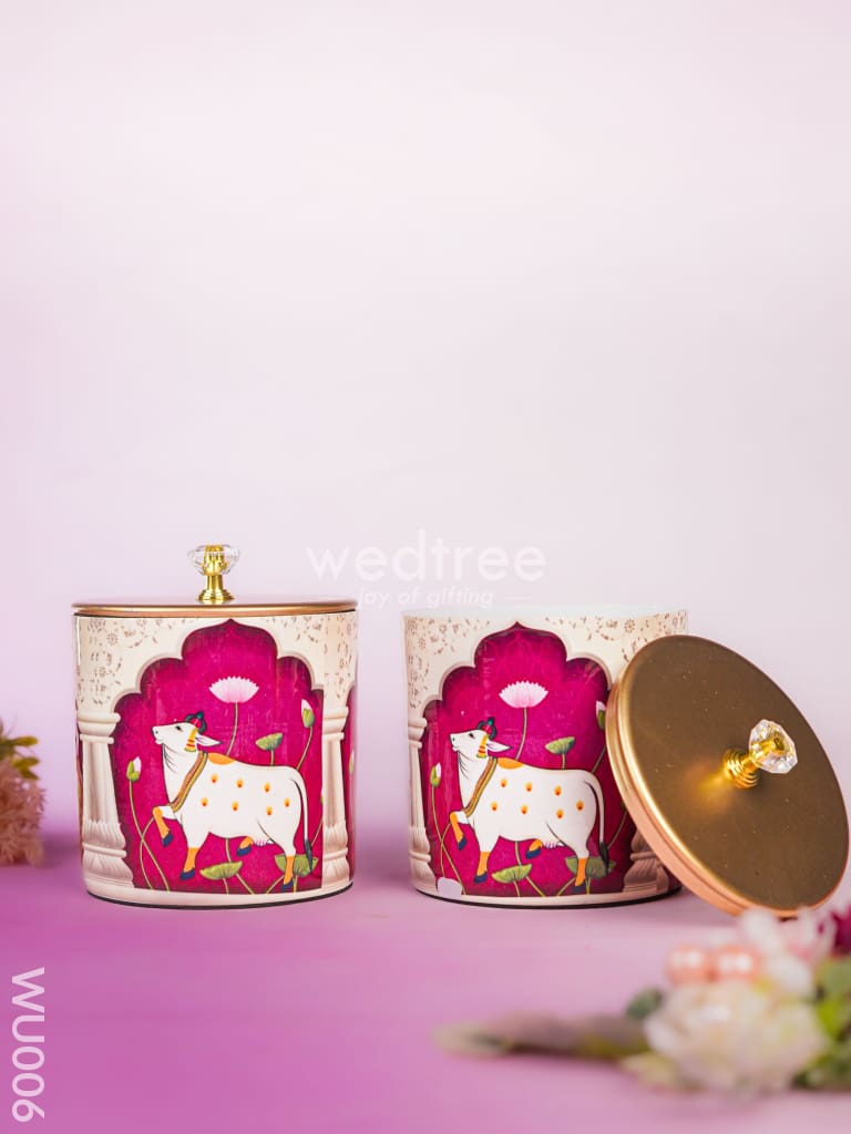 Festive Combo - Pichwai Tray with Dry Fruit Jar & Dry Fruits - WU006