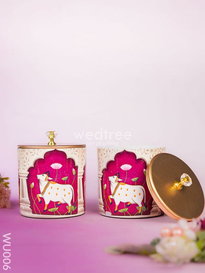 Festive Combo - Pichwai Tray with Dry Fruit Jar & Dry Fruits - WU006