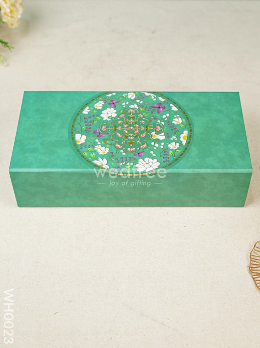 Flip Top Box - Green Flower Print Box - WH0023